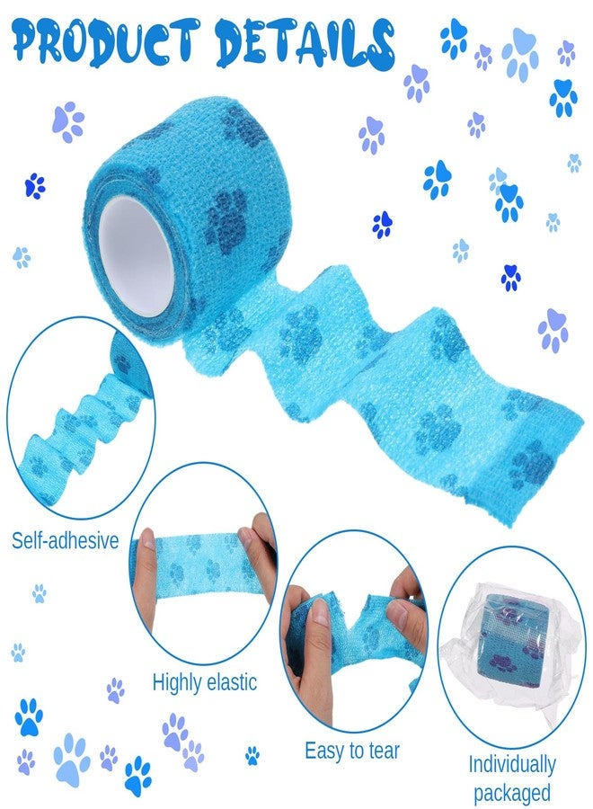 Xelsluthe 6 Pcs Dog Bandage Wrap Cohesive Bandages Self Adhesive Bandage Wraps for Dogs Pet Horses Animals Ankle Sprains and Swelling 1 inch /2 inch × 5 Yards (Paw Prints) - Image 3